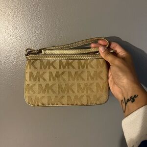 Michael Kors Tan Monogram Wristlet